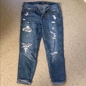 Distressed medium wash bf jeans
